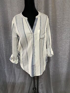 Bass White and Navy Vertical Stripe Tunic